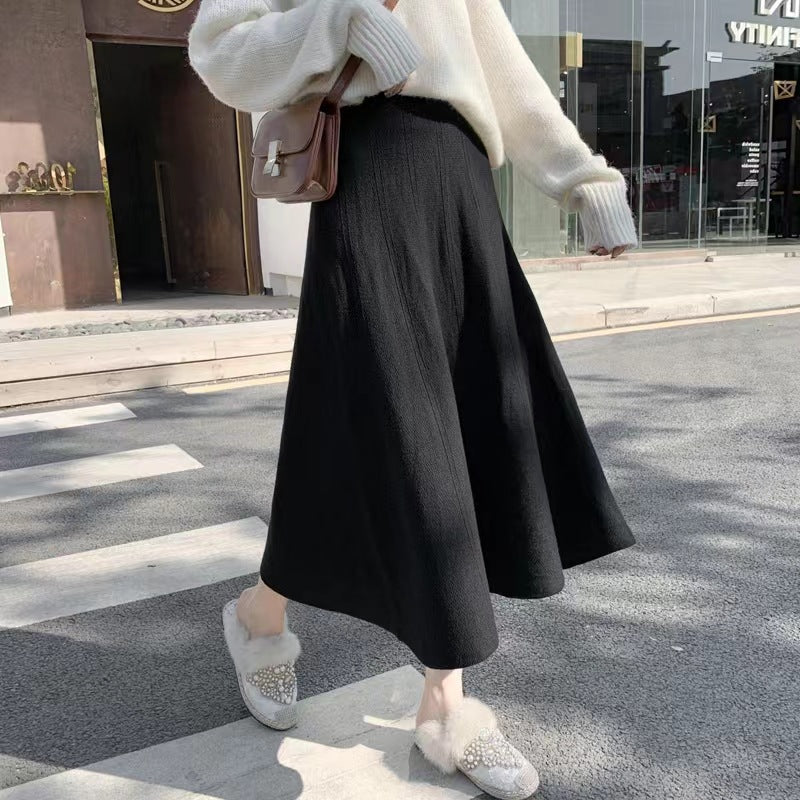 Damen Eleganter Midi-Rock mit legerem Schnitt und dekorativem Texturmuster Drune