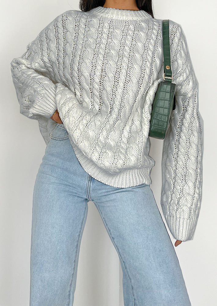 Damen Grobstrickpullover mit raffiniertem Zopfmuster aus weichem Material Drune