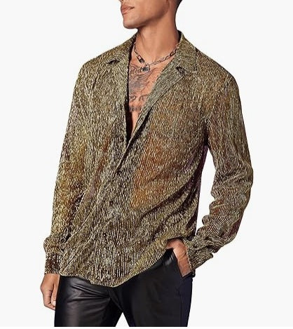 Damen nan schimmernde Crinkle-Hemdbluse mit Viskose-Optik Hemdkragen und Manschetten Drune