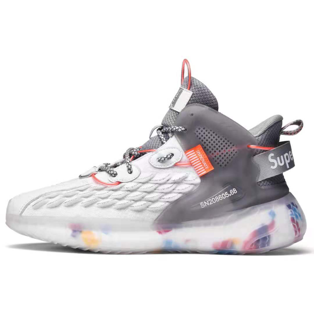 Herren nan technischer Stadt-Sneaker mit skaliertem Strickobermaterial, transparent strukturierter Wellenlaufsohle und Schnellzugverschluss Drune