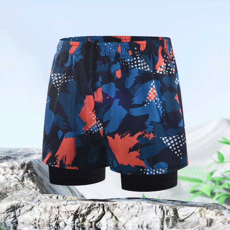 Drune | Doppellagige Herren Sport Fitness Anti-Peinlichkeit Strandhose