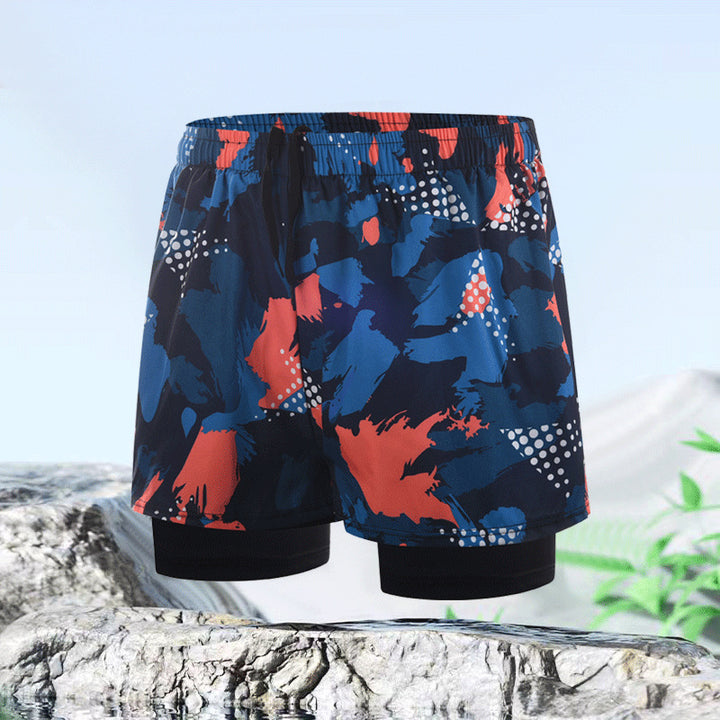 Drune | Doppellagige Herren Sport Fitness Anti-Peinlichkeit Strandhose
