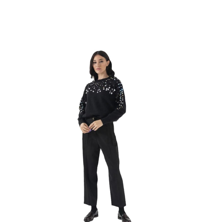 Damen Glitzernder Pullover mit eleganter Pailletten-Detail und lässiger Passform Drune