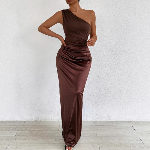 Damen Elegantes und figurbetontes Abendkleid mit asymmetrischem Ausschnitt Drune