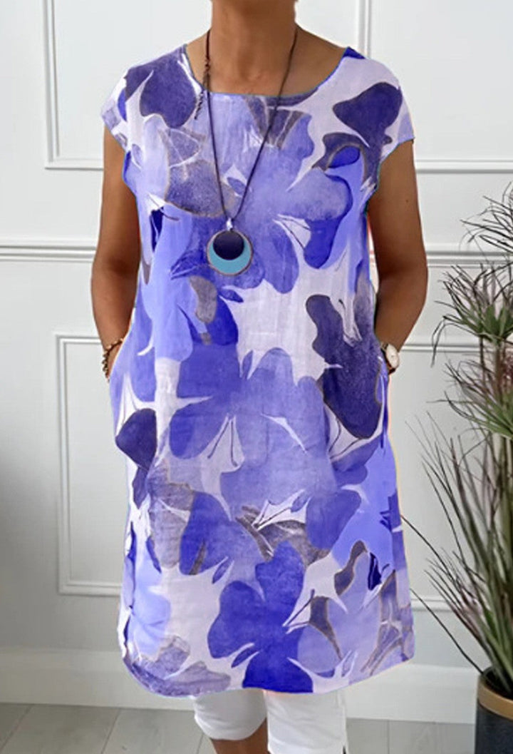 Damen Leichtes Strandkleid mit floralem Muster und Taschen Drune