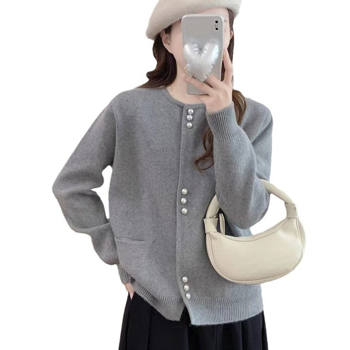 Damen Strickjacke mit eleganten Perlenknöpfen Drune