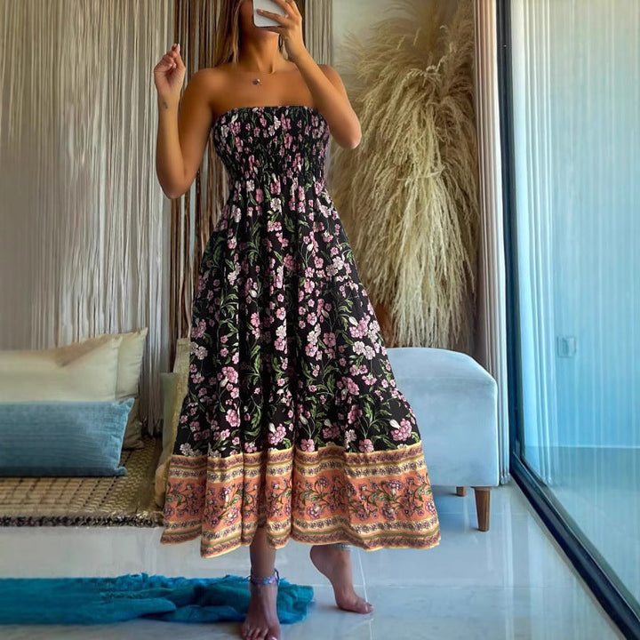 Damen Sommerlicher Maxirock mit floralen Mustern und voluminösem Saum Drune