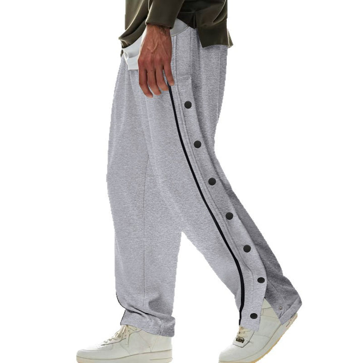 Herren Sportliche Jogginghose mit seitlichen Druckknöpfen und elastischem Bund Drune