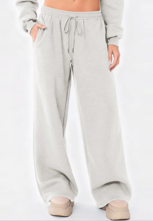 Damen nan weite Loungehose mit hohem Komfortbund, elastischem Tunnelzug und seitlichen Eingrifftaschen Drune