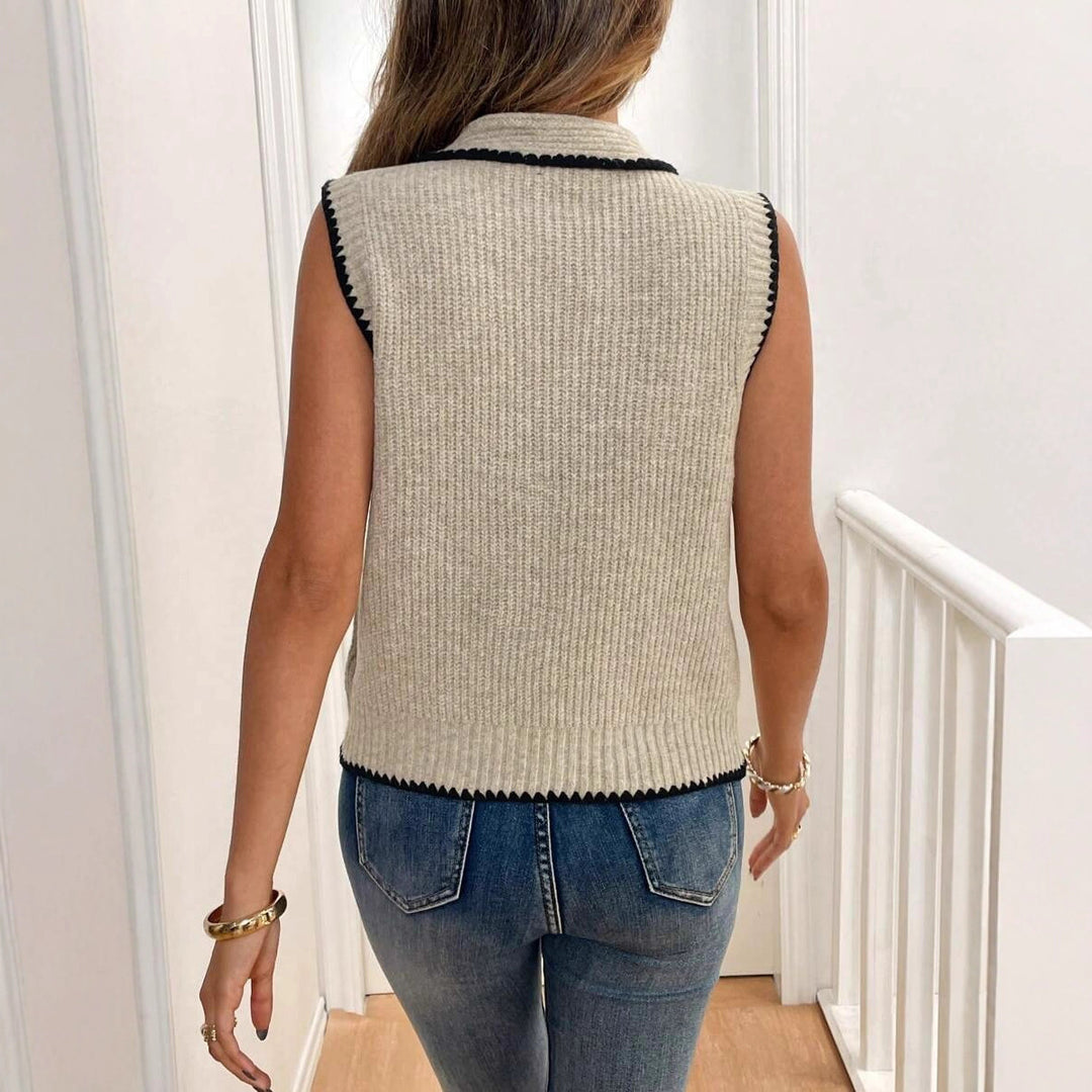 Damen Stricktop mit dekorativem Schaldetail und strukturierter Oberfläche Drune