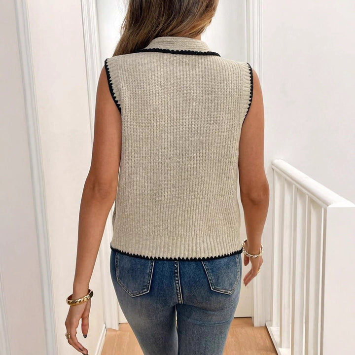 Damen Stricktop mit dekorativem Schaldetail und strukturierter Oberfläche Drune