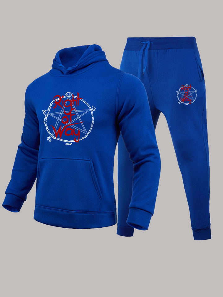 Herren Sportlicher Kapuzenpullover und Jogginghose Set mit einzigartigem Grafikdruck Drune