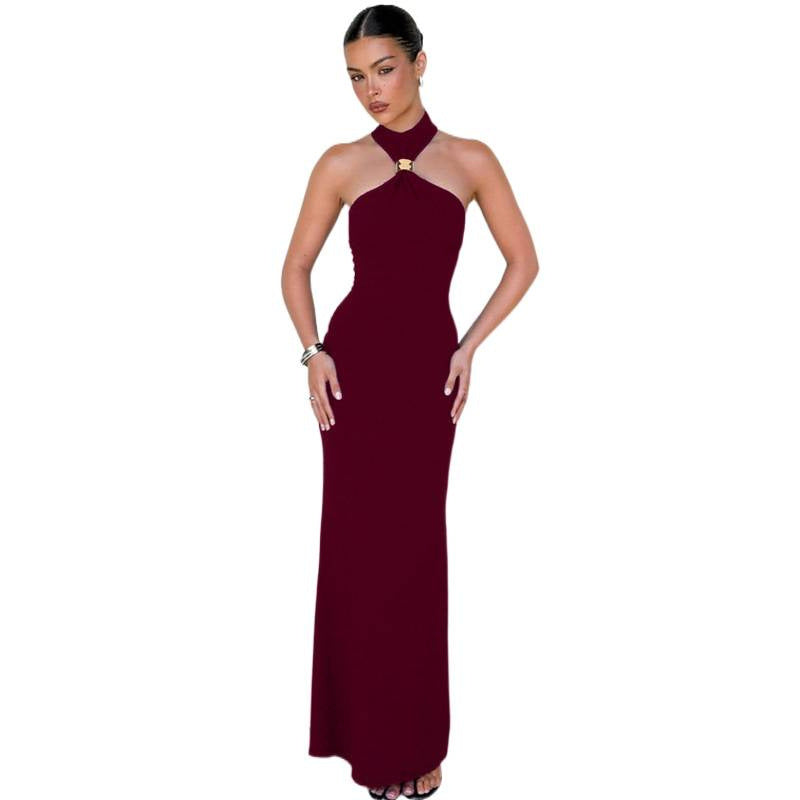 Damen Elegantes Abendkleid mit schickem Stehkragen und figurbetontem Schnitt Drune