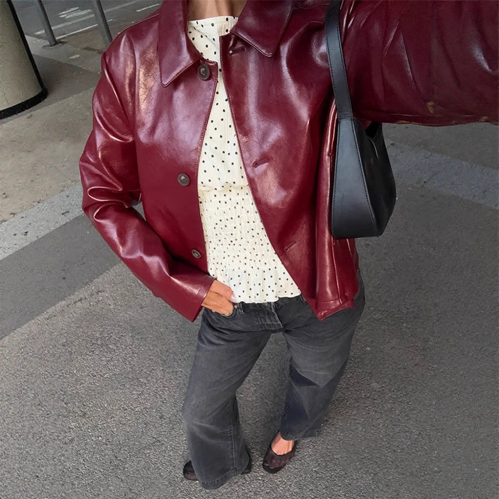 Damen Kunstlederjacke mit eleganter Passform Drune