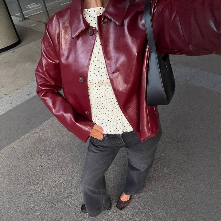 Damen Kunstlederjacke mit eleganter Passform Drune
