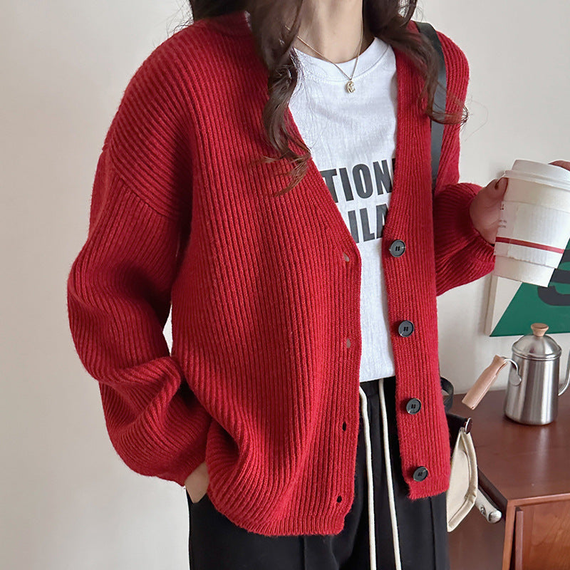 Damen Strickjacke im lässigen Oversized-Stil mit strukturiertem Rippdesign Drune