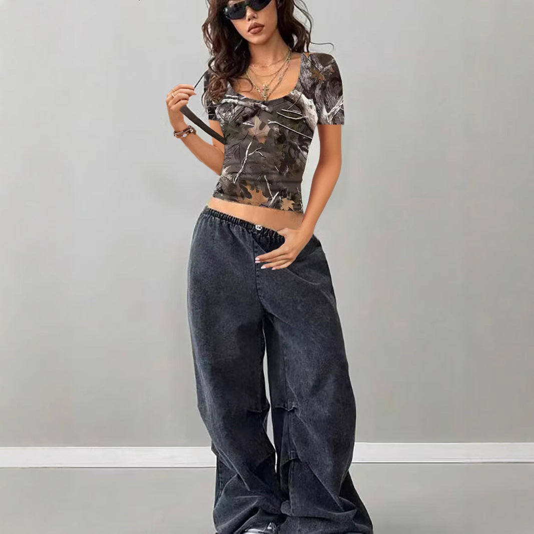 Damen Camouflage T-Shirt mit figurbetontem Schnitt Drune