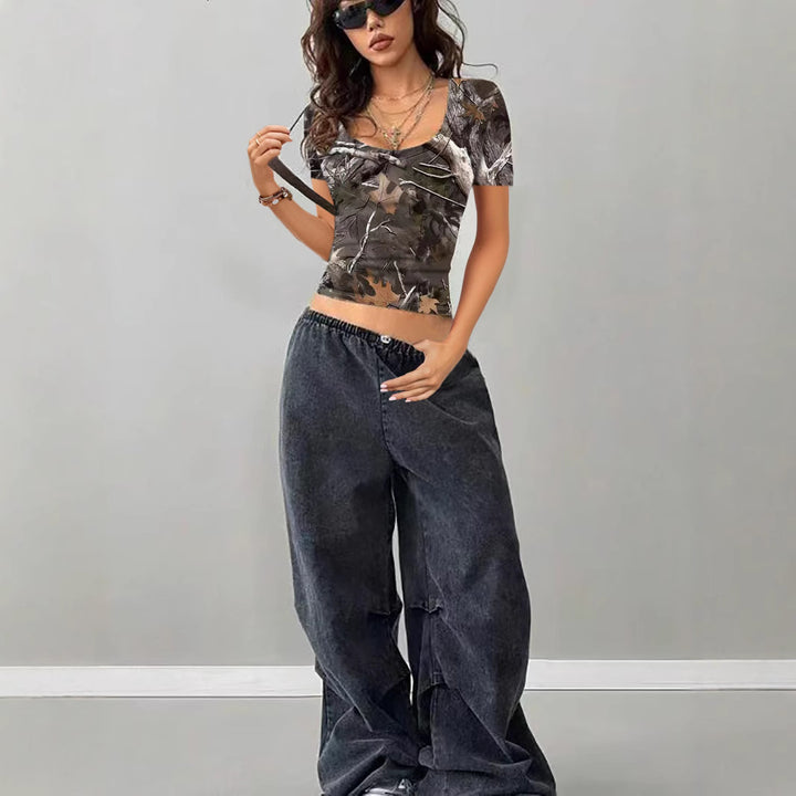 Damen Camouflage T-Shirt mit figurbetontem Schnitt Drune