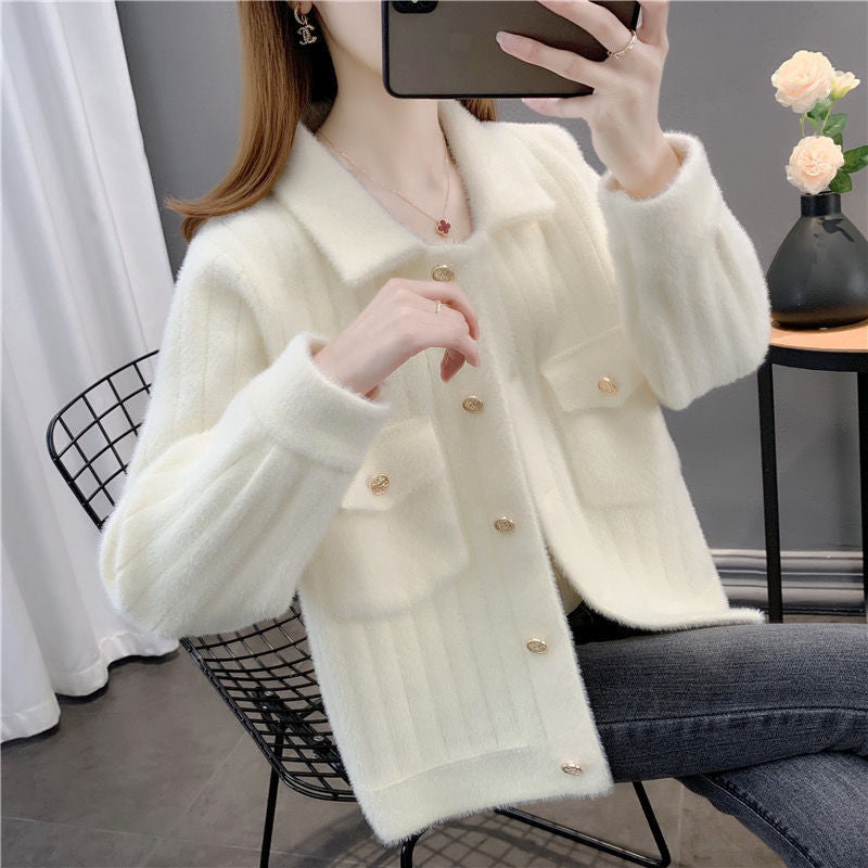 Damen kuschelige Strickjacke mit aufwendigen Knopfdetails und praktischen Taschen Drune