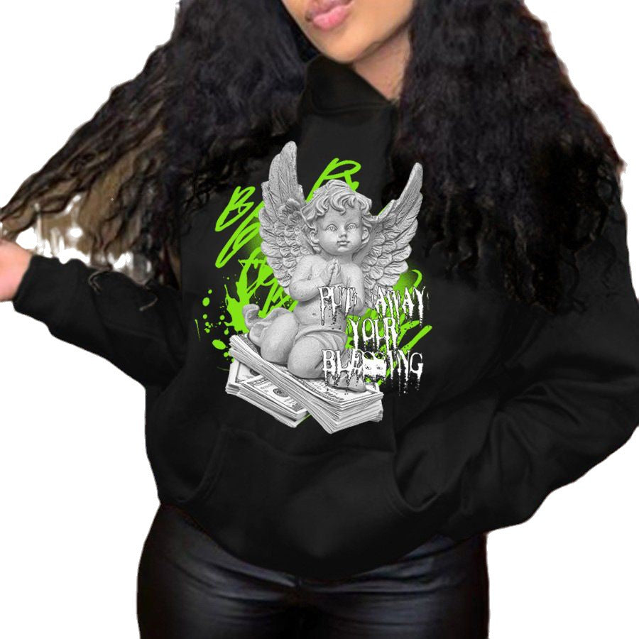 Damen Hoodie mit künstlerischem Engel-Design Drune