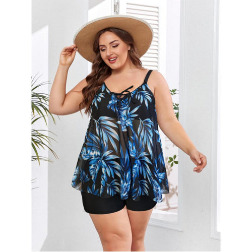 Damen Tankini-Set mit floralem Oberteil und figurbetonendem Unterteil Drune