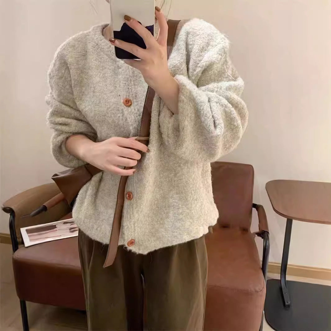 Damen kuscheliger Strickcardigan mit dekorativen Knöpfen und lässigem Schnitt Drune