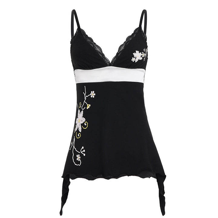Damen Nachthemd mit floralen Stickdetails und Spitzenverarbeitung Drune