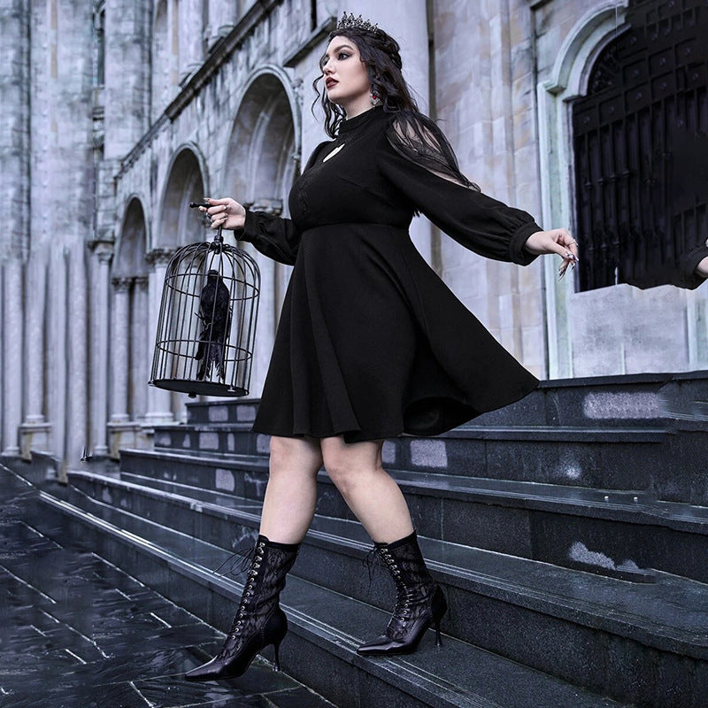 Damen verspieltes Kleid mit herzförmigem Ausschnitt und transparenten Puffärmeln Drune