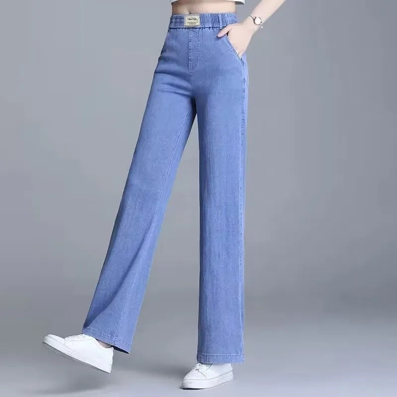 Damen Weite Jeanshose mit elastischem Bund und praktischen Taschen Drune