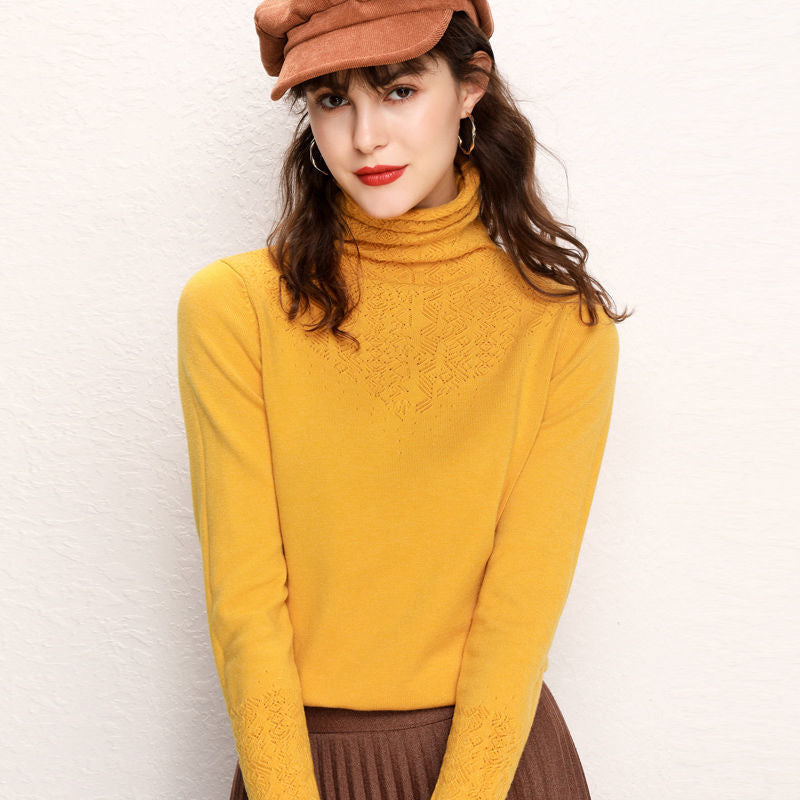 Damen Rollkragenpullover mit feinem Strukturmuster Drune