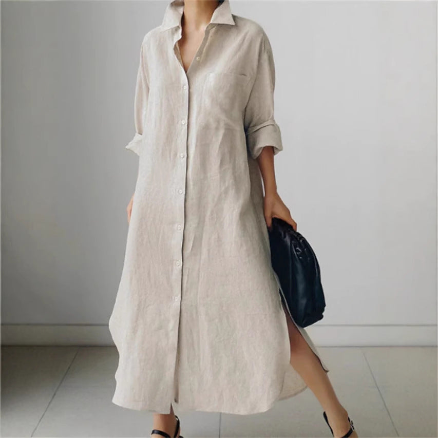 Damen Langarmhemdkleid Drune