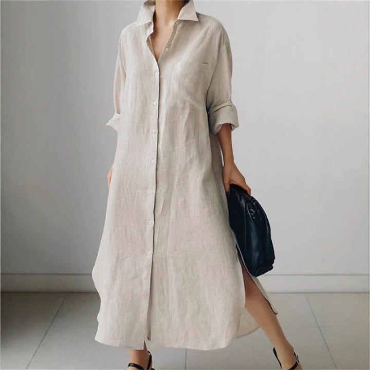 Damen Langarmhemdkleid Drune