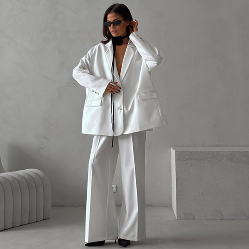 Damen elegantes und modisches Blazer-Anzug-Set mit hohen Taillenhosen Drune