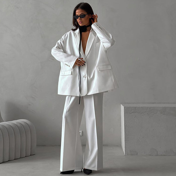 Damen elegantes und modisches Blazer-Anzug-Set mit hohen Taillenhosen Drune