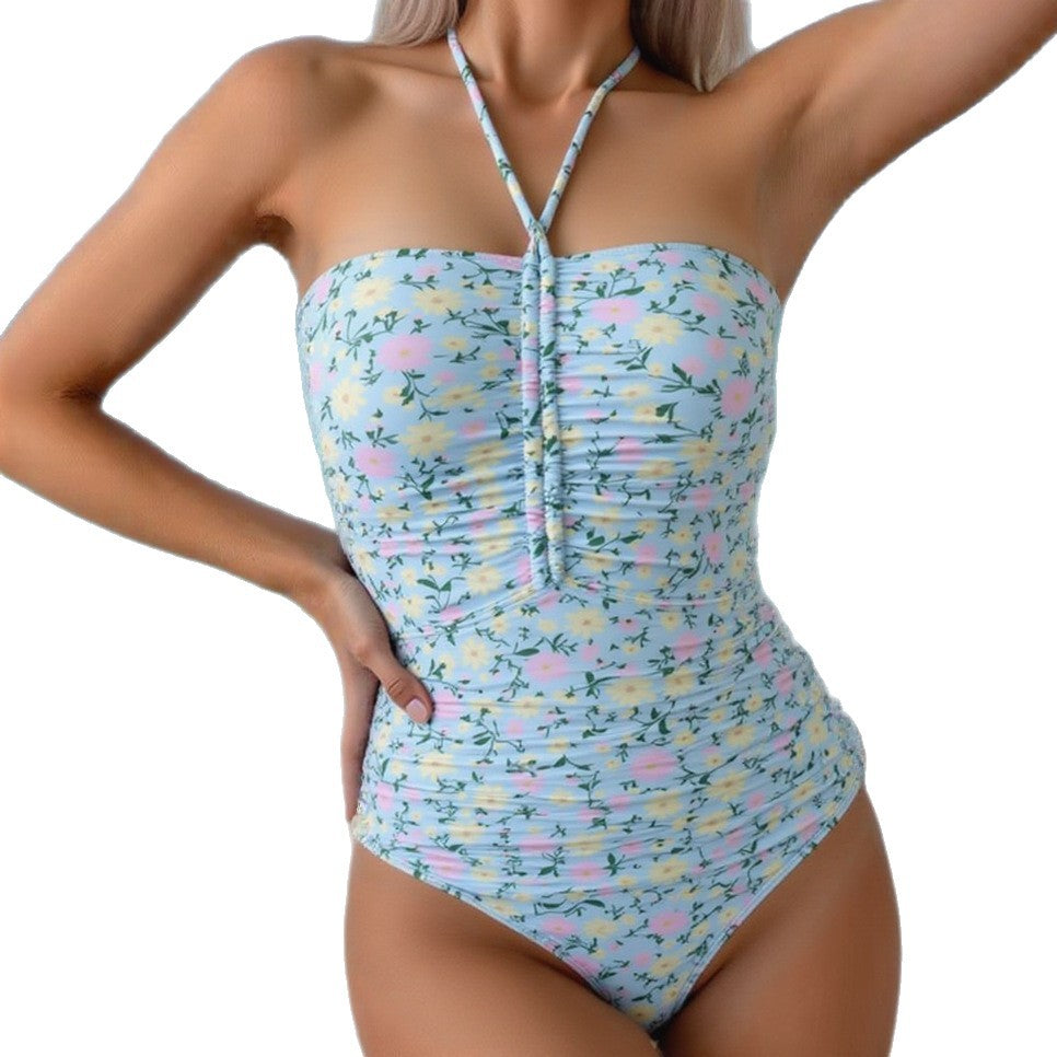 Damen Bandeau Badeanzug mit fröhlichem Blumenmuster Drune