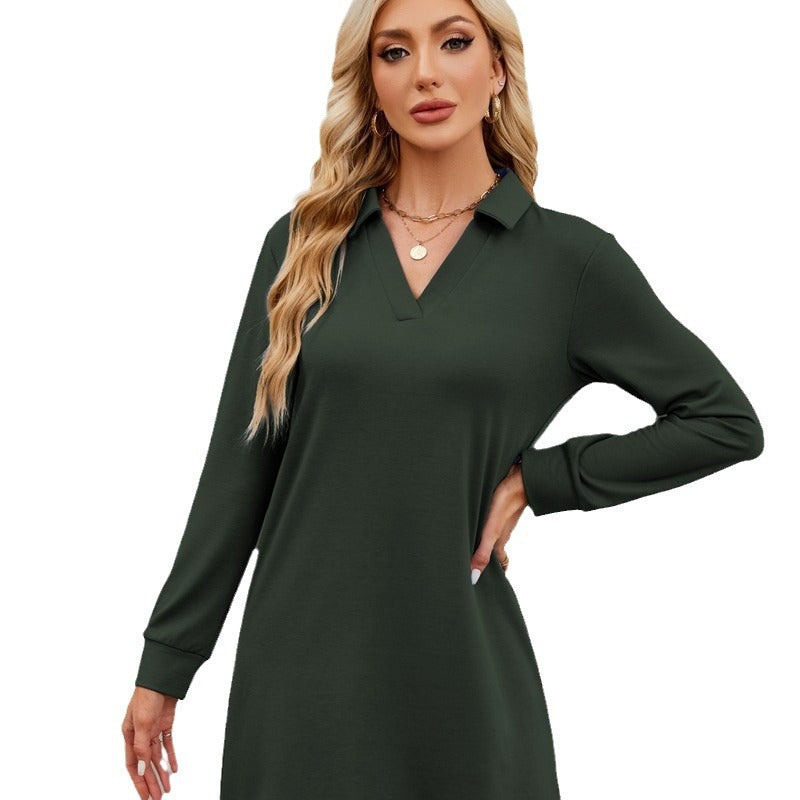 Damen Casual Kleid mit elegantem V-Ausschnitt Drune