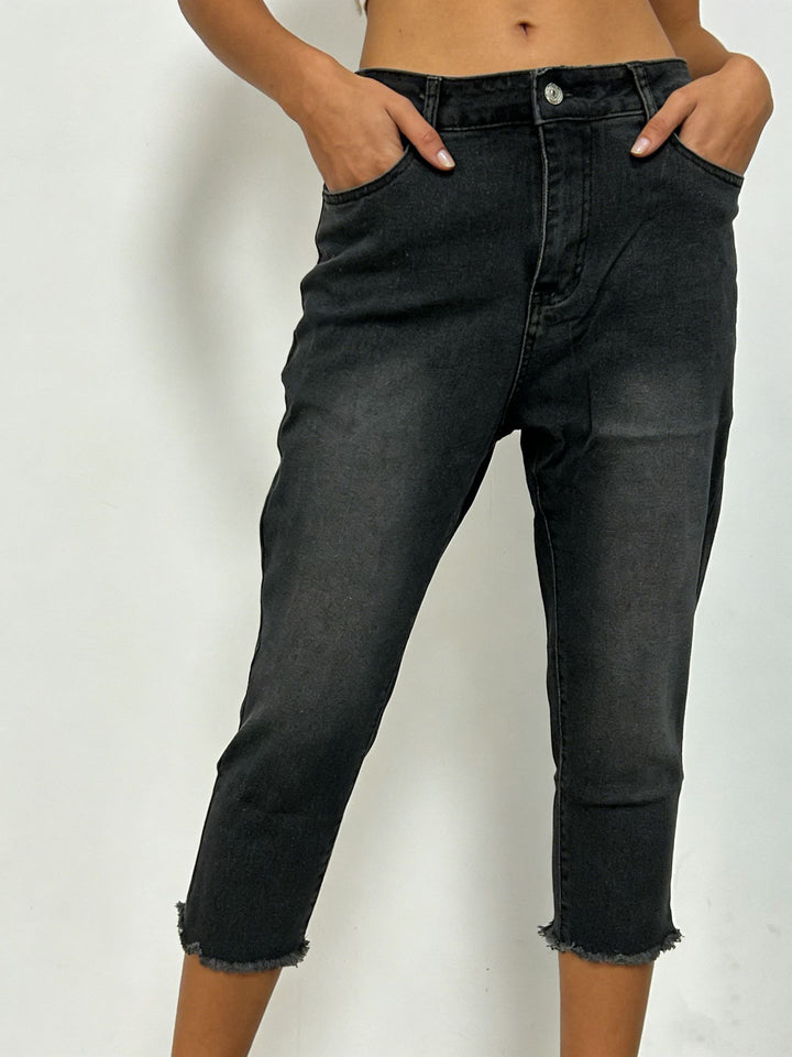 Damen lässige High-Waist Jeans mit fransigem Saum und angesagtem Schnitt Drune