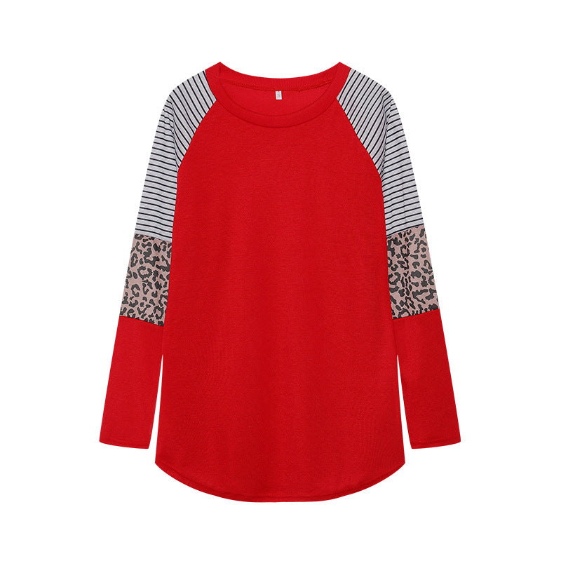 Damen Sportliches Langarmshirt mit tierischem Muster und modernem Streifendesign Drune