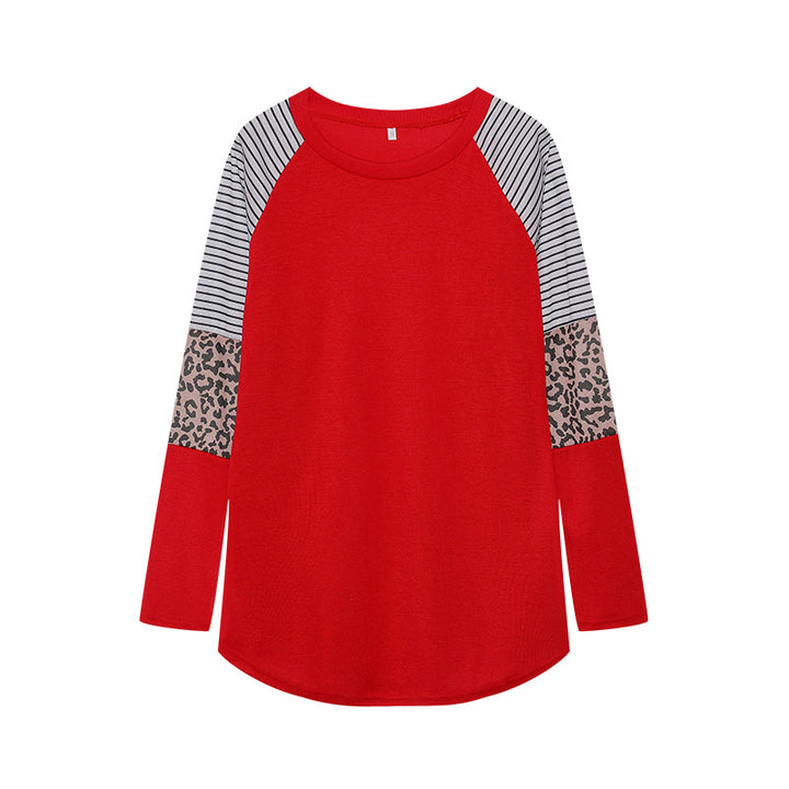 Damen Sportliches Langarmshirt mit tierischem Muster und modernem Streifendesign Drune