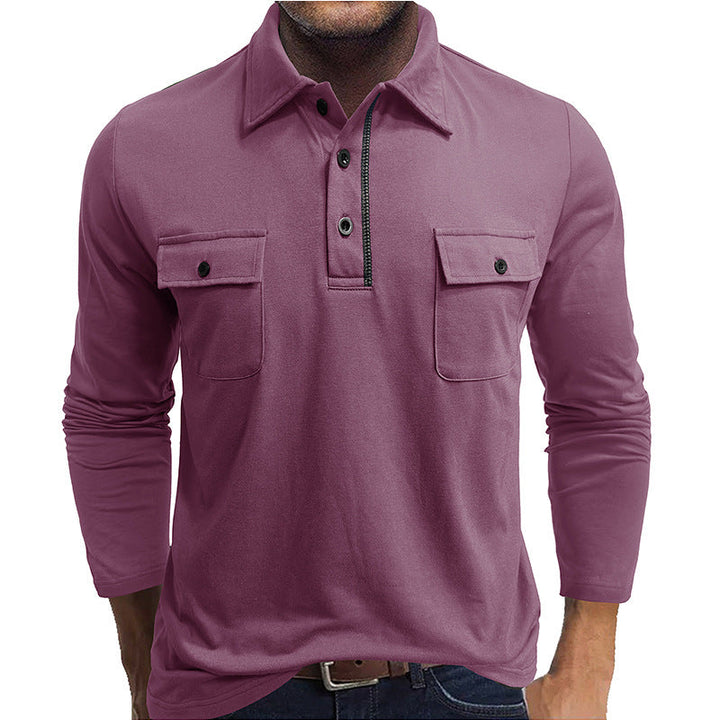 Drune | Poloshirts Baumwollmischung Reguläre Passform Lange Ärmel Klappentaschen