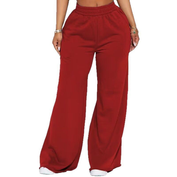 Damen nan weite Highwaist Palazzo-Loungehose mit doppelt gerafftem Komfortbund und fließender Wide‑Leg-Silhouette Drune