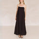 Damen Maxikleid mit lockerem Schnitt und verstellbaren Spaghettiträgern Drune