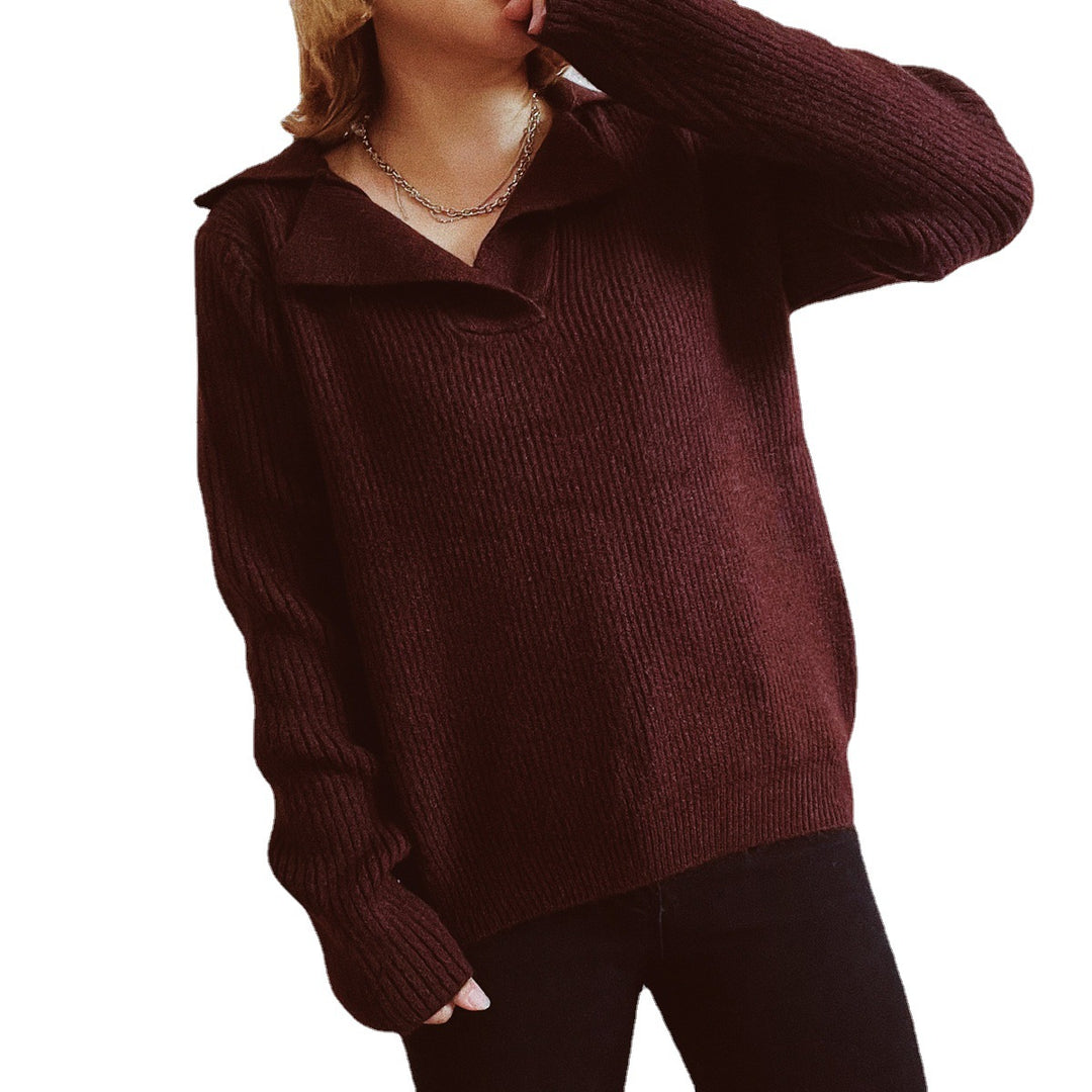 Damen lässiger Pullover mit modernem Rippdesign Drune