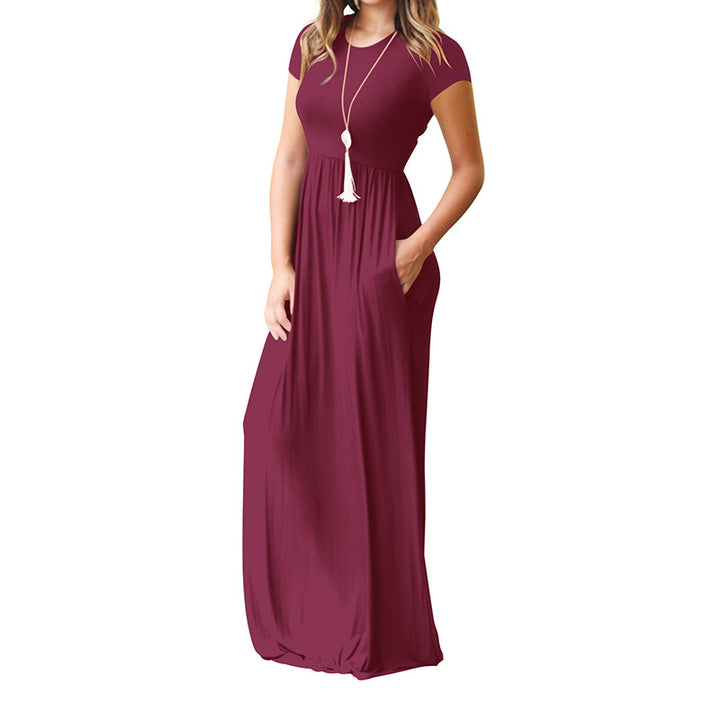Damen Maxikleid mit tiefem Taillenbund und praktischen Taschen Drune