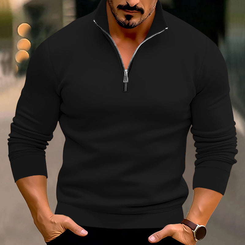 Herren Pullover mit halbem Reißverschluss und modernen Akzenten Drune