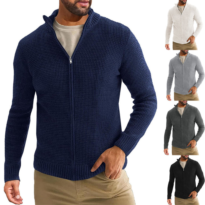 Herren Strickjacke mit hohem Kragen und praktischem Reißverschluss Drune