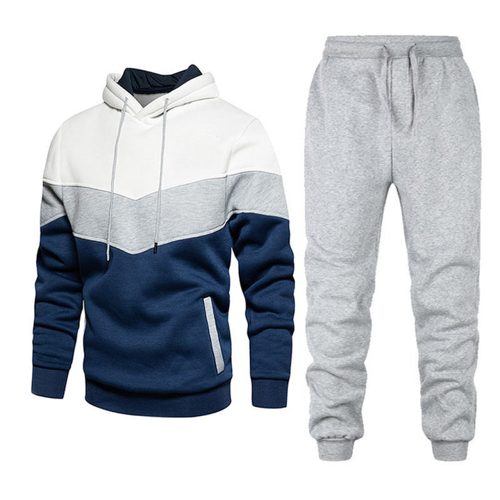 Herren nan zweifarbiges Hoodie-Joggingset mit Kängurutasche, tapered Jogginghose und doppellagiger Kapuze Drune