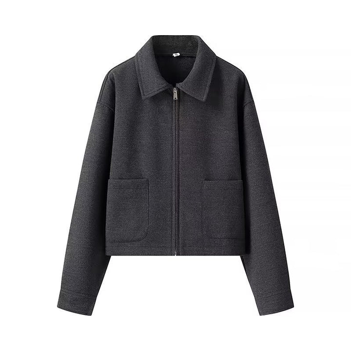 Damen lässige cropped Jacke mit praktischen Taschen und modernem Reißverschluss Drune