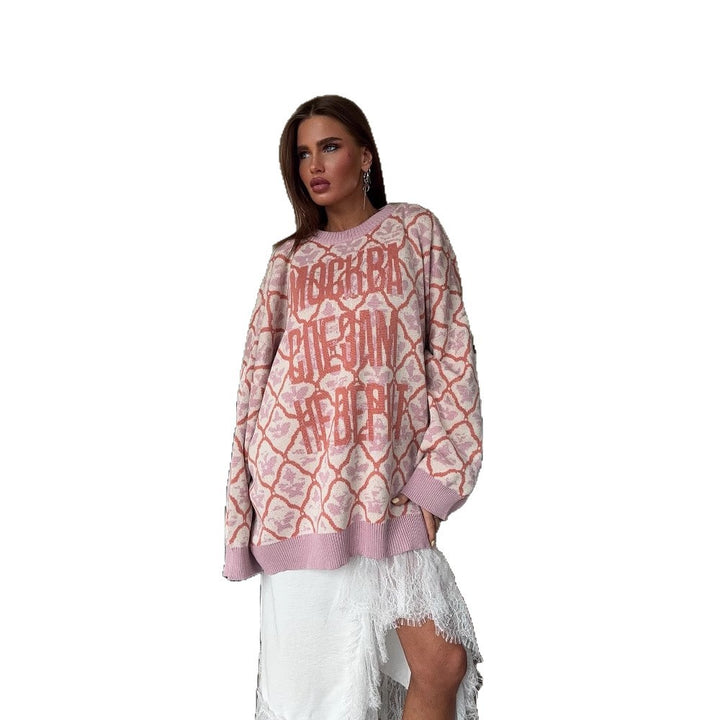 Damen lässiger Strickpullover mit modernem Muster Drune