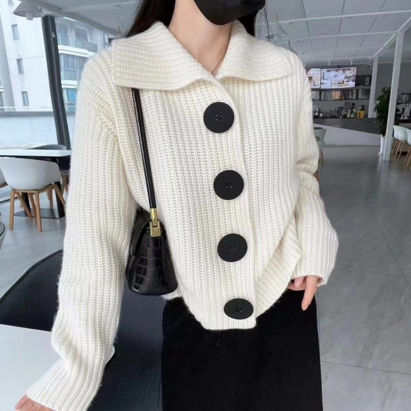 Damen Strickjacke mit oversized Schnitt und großen Knöpfen Drune